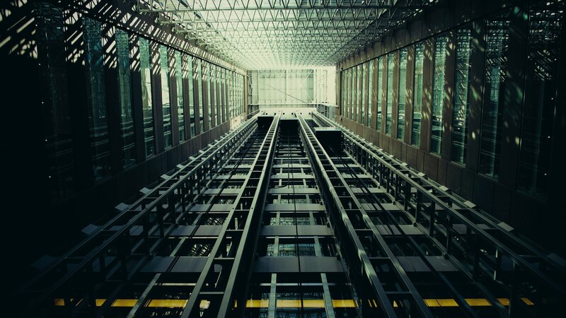 Modern elevator shaft interior