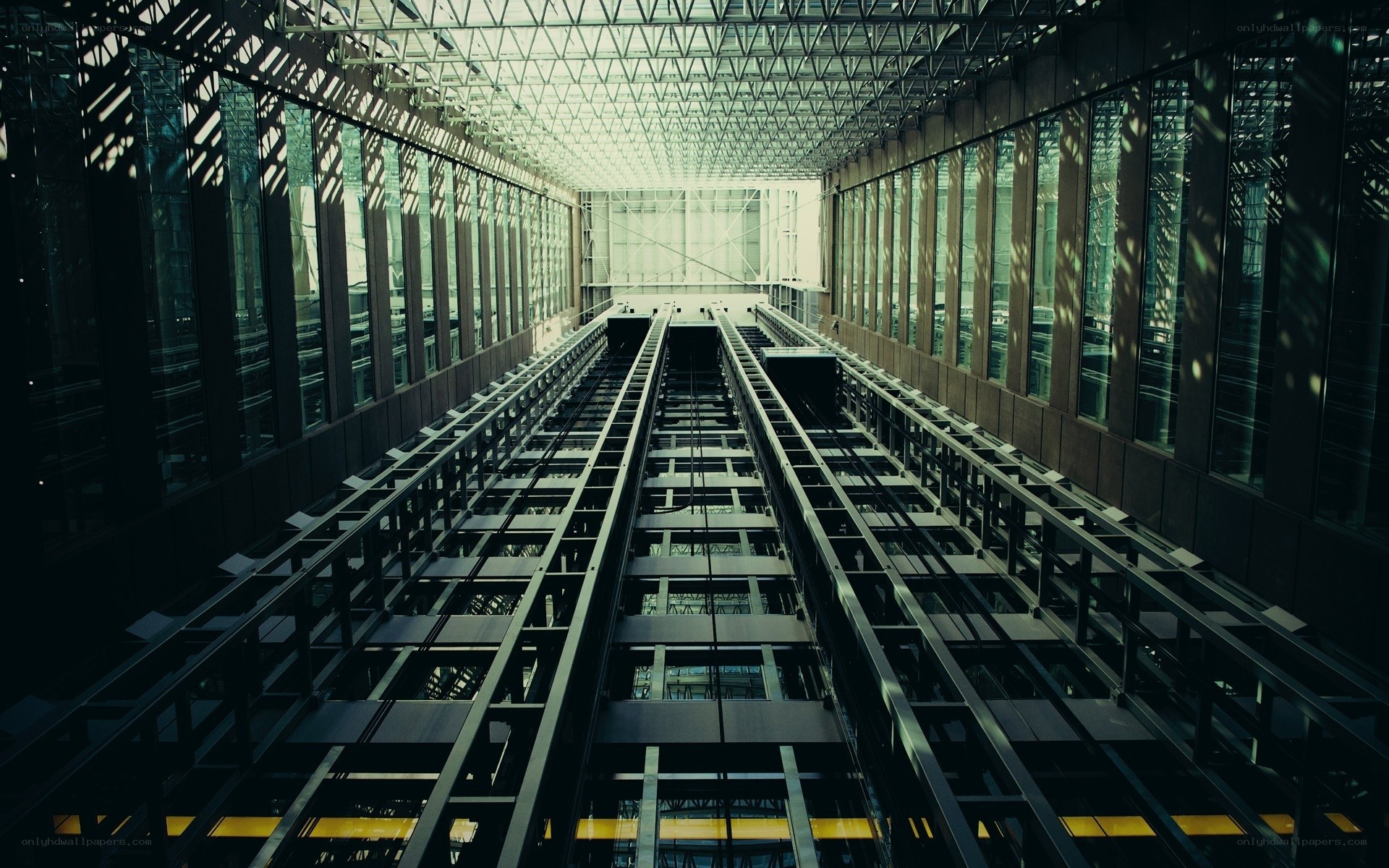 Modern elevator shaft interior