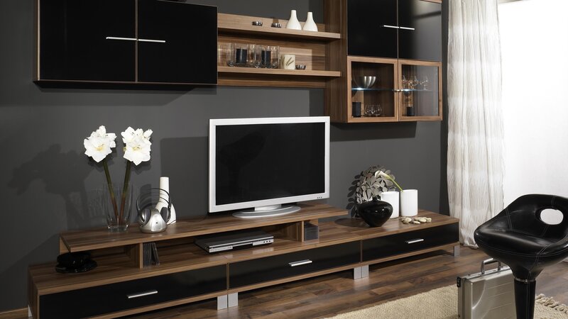 Modern Entertainment Center — Black