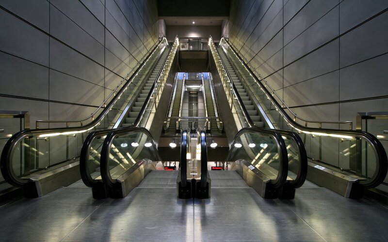 Modern escalator station