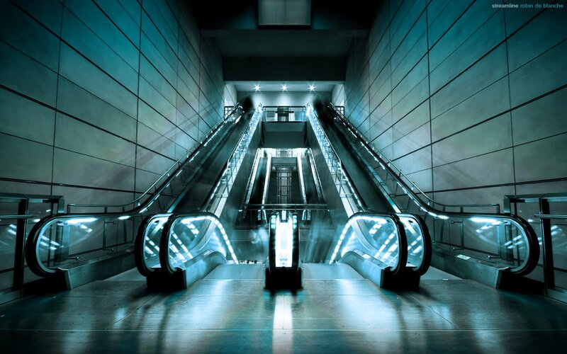 Modern escalator station
