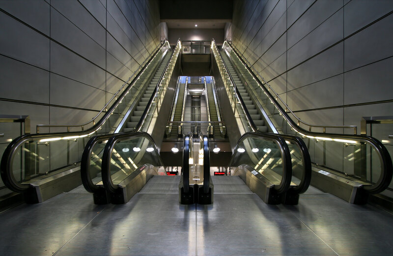 Modern escalator station