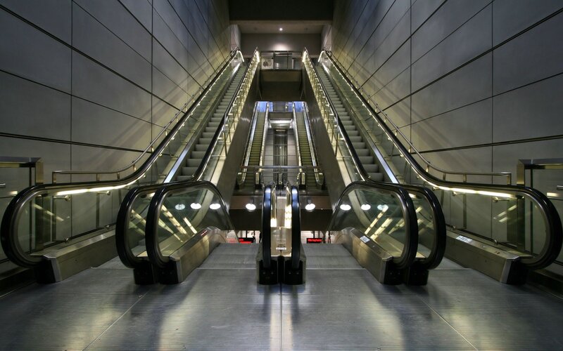 Modern escalator station