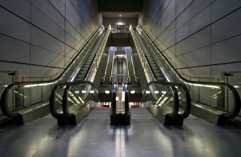 Modern escalator station
