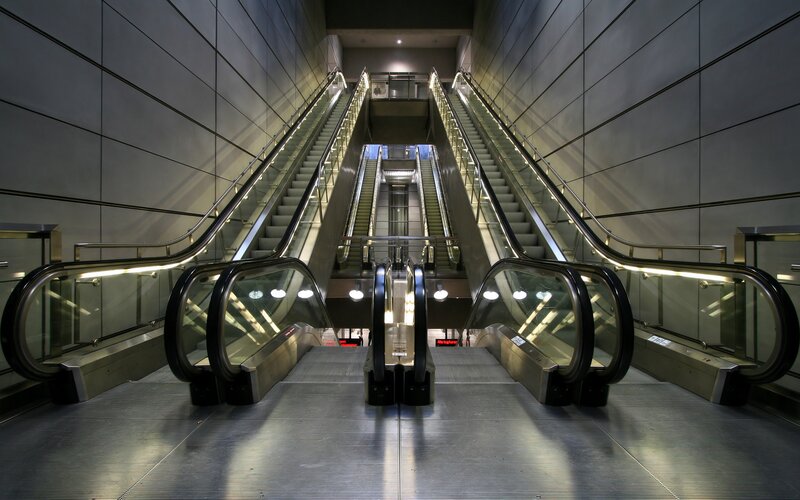 modern escalator station