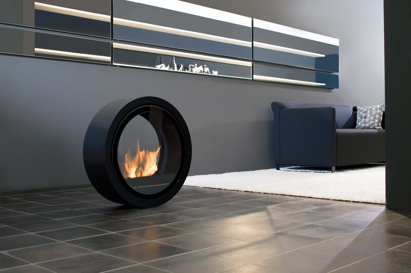 Modern fireplace in living room