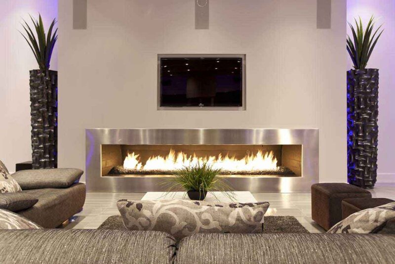Modern Fireplace in Living Room — Gray