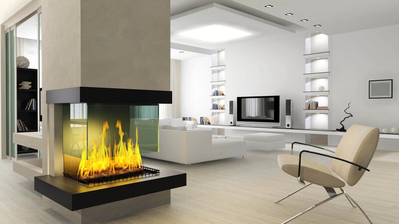 Modern Fireplace in Living Room — White