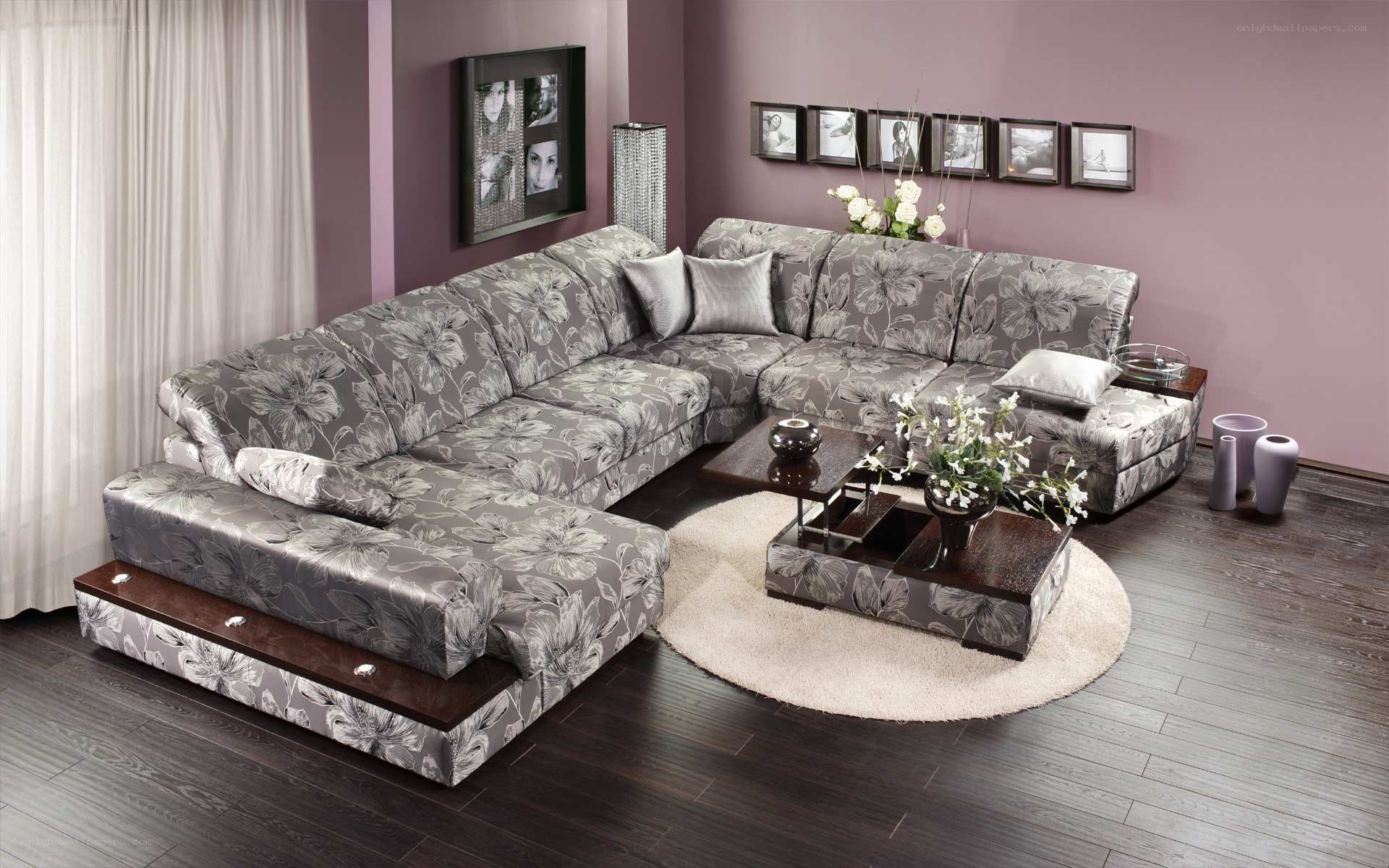 Modern floral sectional sofa