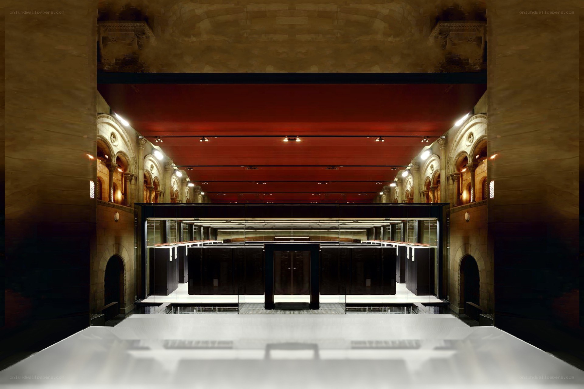 modern gallery in historic hall
