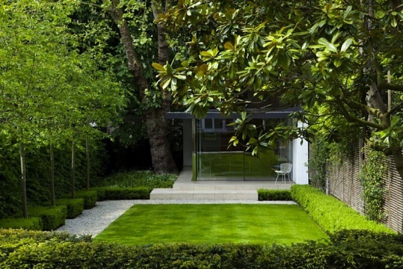 Modern Garden with Glass House