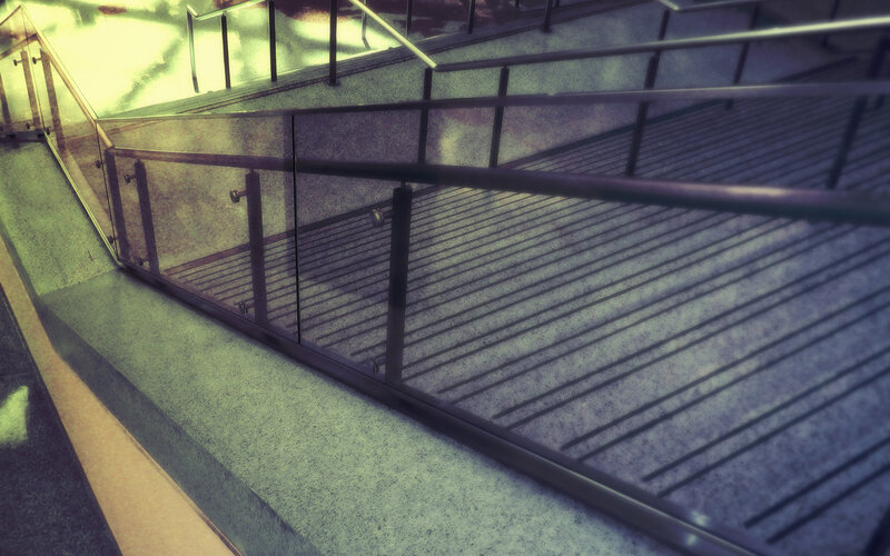 Modern glass and metal staircase