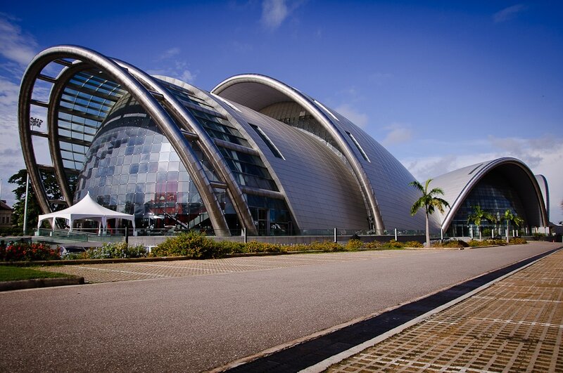 modern glass and steel building