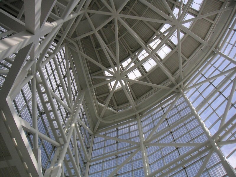 modern glass and steel ceiling