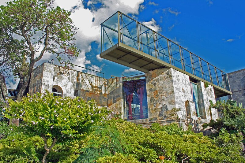 Modern glass and stone house