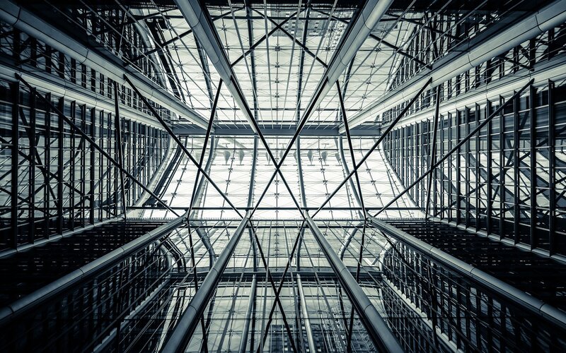 Modern Glass Atrium Ceiling — Black