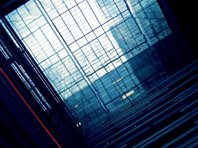 modern glass atrium ceiling