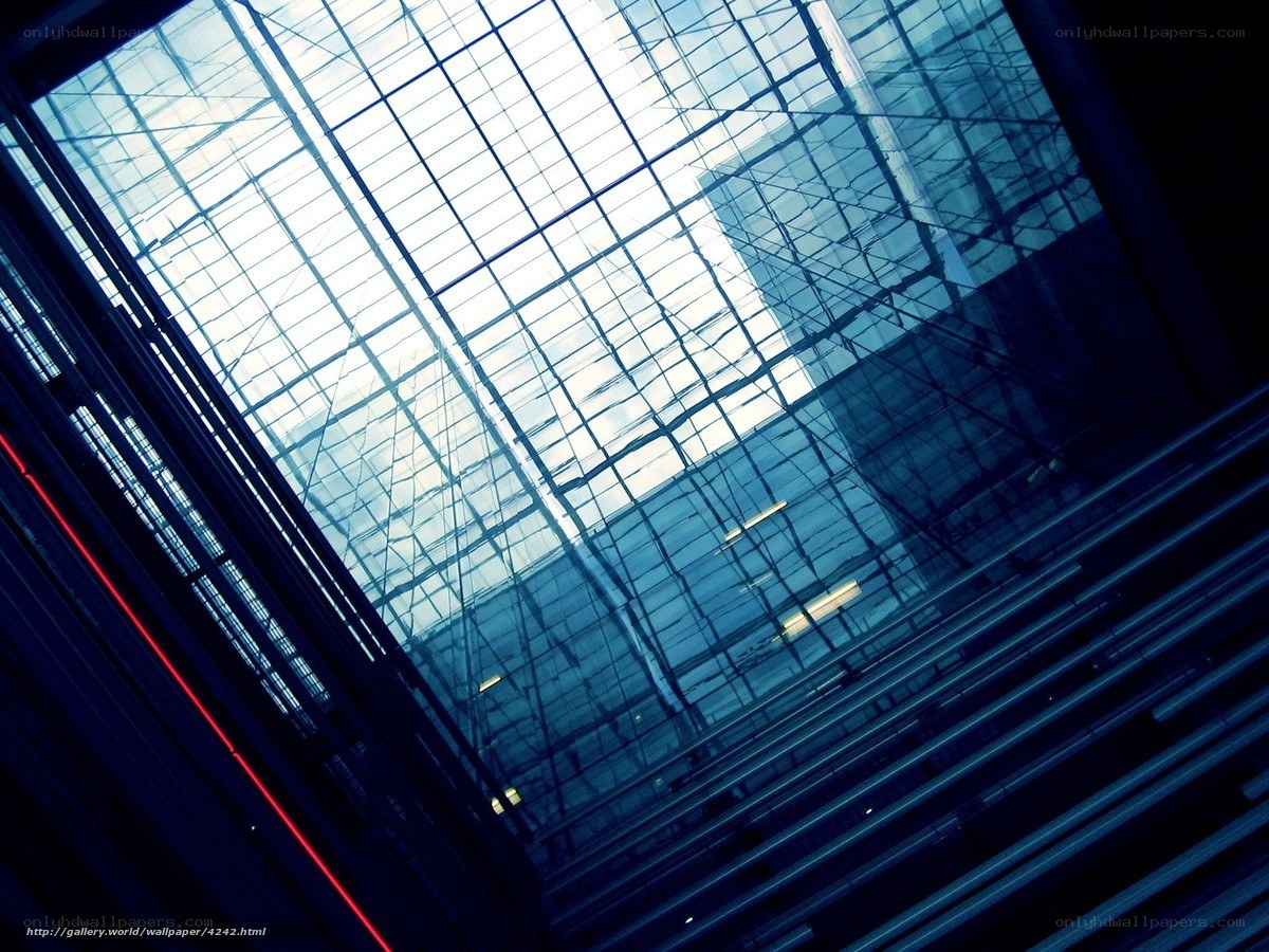 Modern glass atrium interior