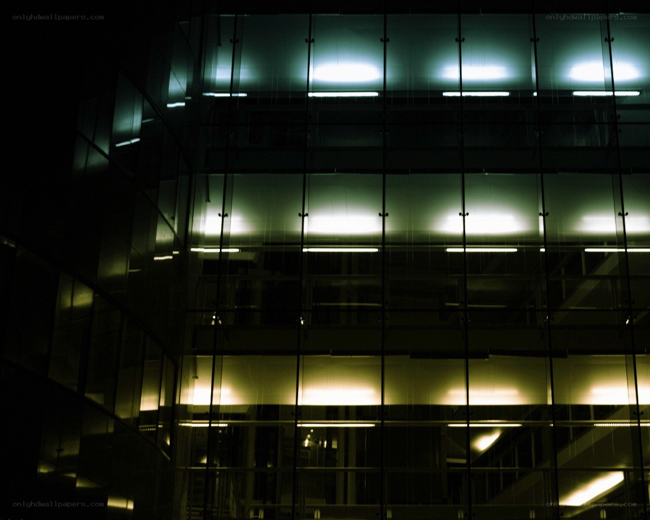 modern glass building at night
