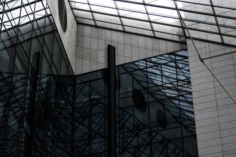 Modern Glass Building — Black, Dramatic, Photograph, Glass Panels