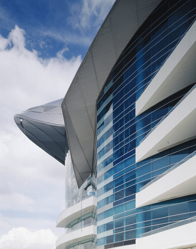 Modern Glass Building — Blue, Dramatic, Afternoon, Photograph, Sky, Clouds