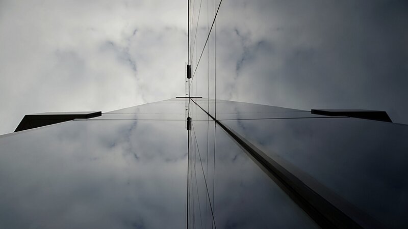 Modern Glass Building — Gray, Dramatic, Photograph