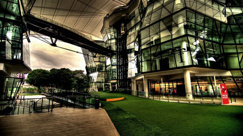 Modern Glass Building — Green, Dramatic, Afternoon