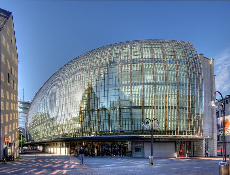 modern glass building in city