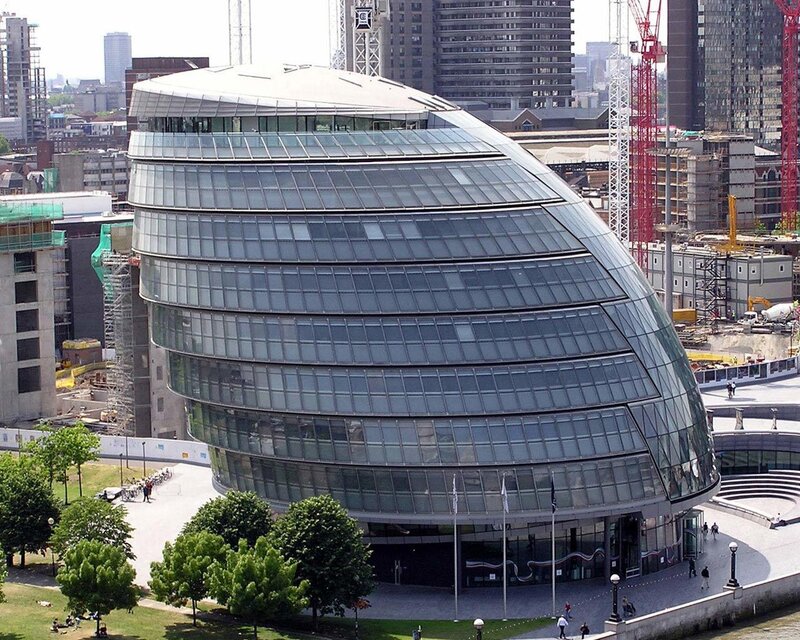 modern glass building in city