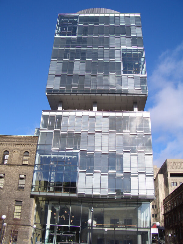 modern glass building in city