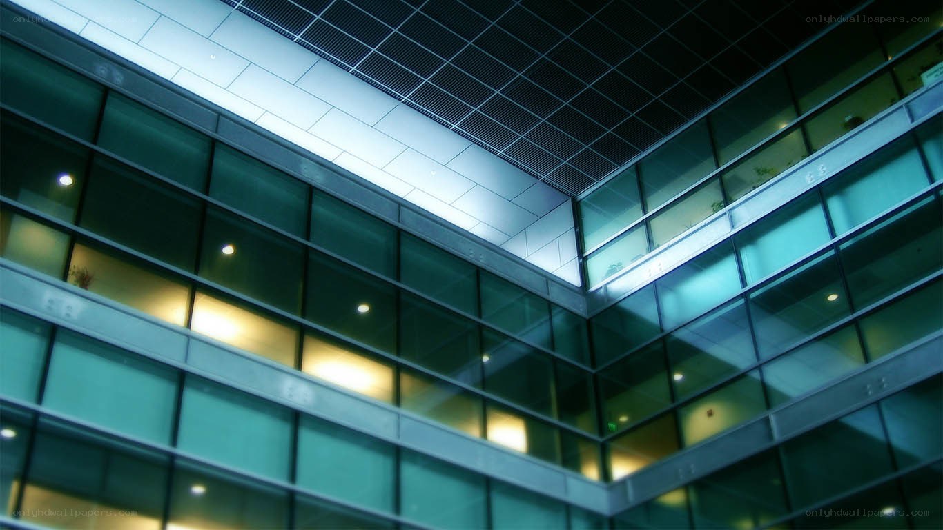 modern glass building interior