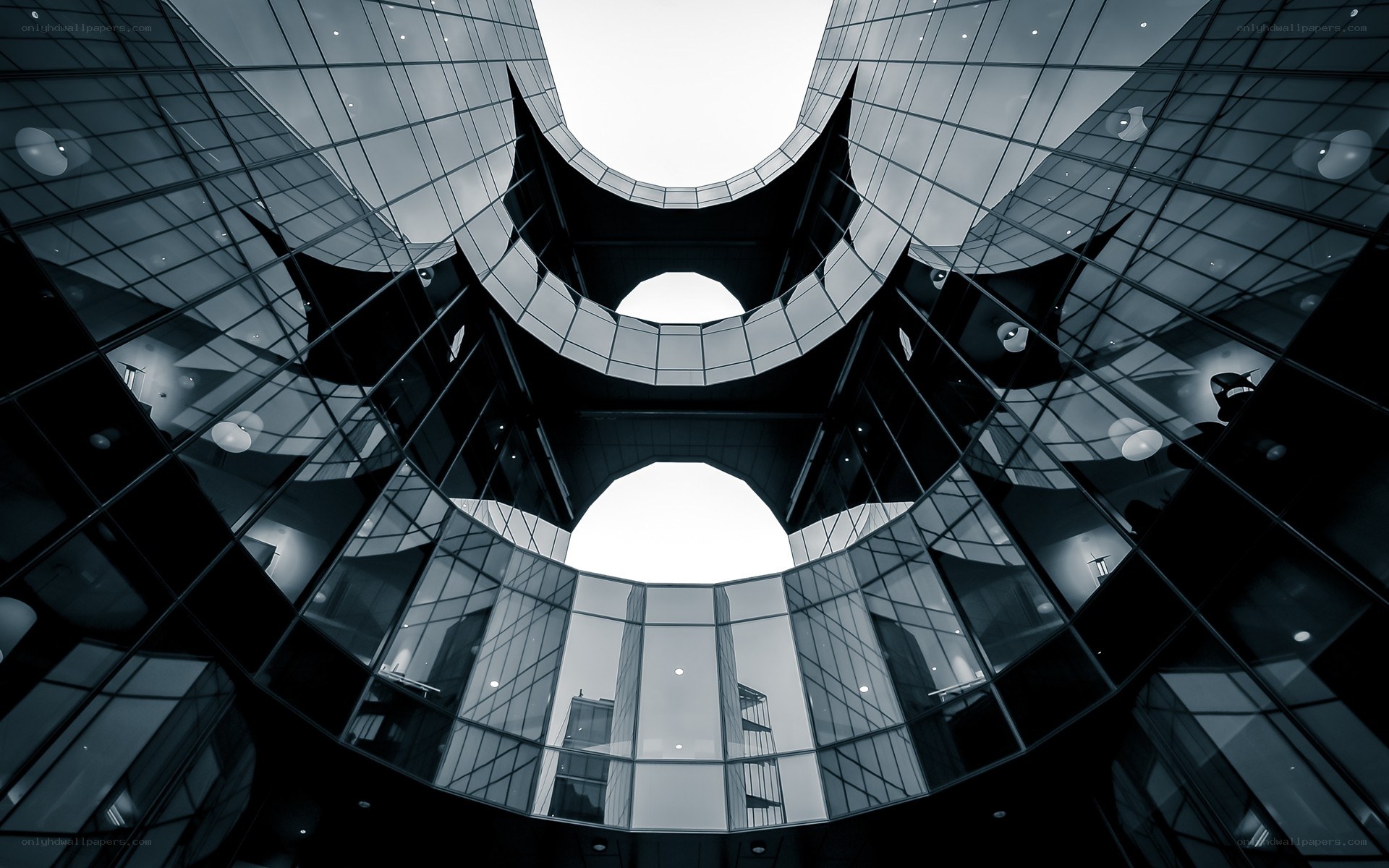 modern glass building interior