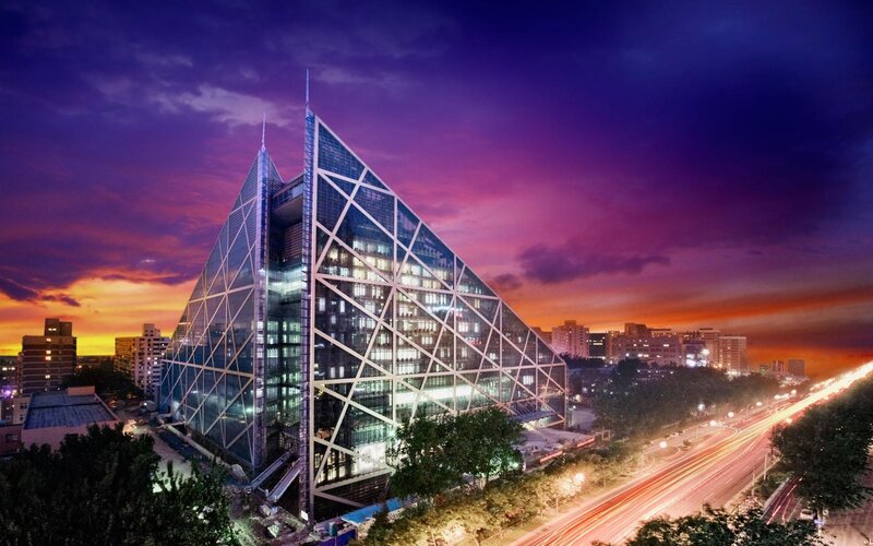 Modern Glass Building — Purple, Dramatic