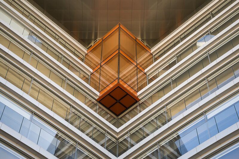 Modern Glass Building — White, Geometric