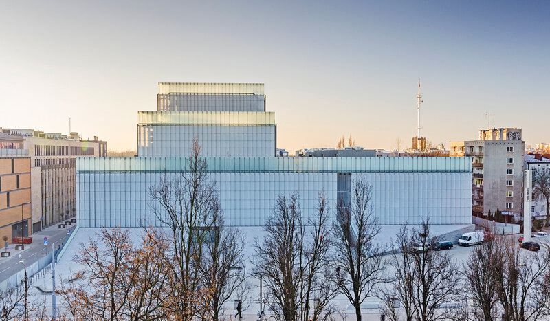 Modern Glass Building — White, Serene, Sunset