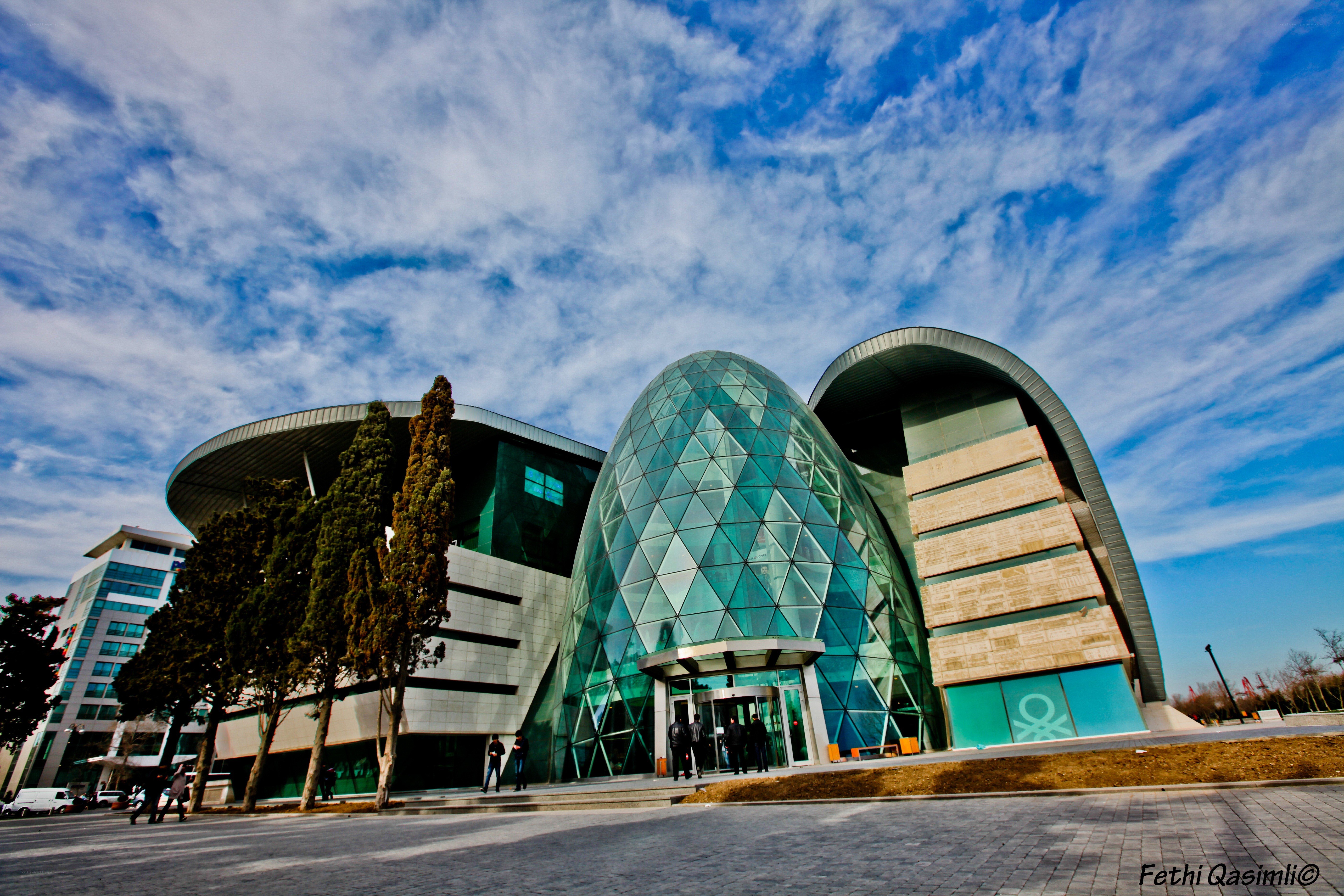 modern glass building with dome