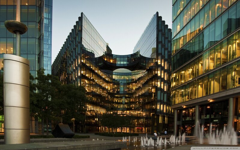 Modern Glass Buildings — Blue, Calm