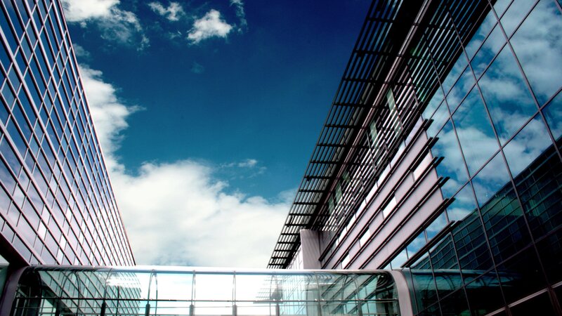 Modern Glass Buildings — Blue, Dramatic, Afternoon, Photograph, Sky