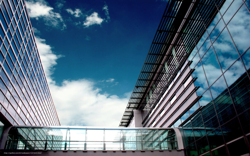 Modern Glass Buildings — Blue, Dramatic