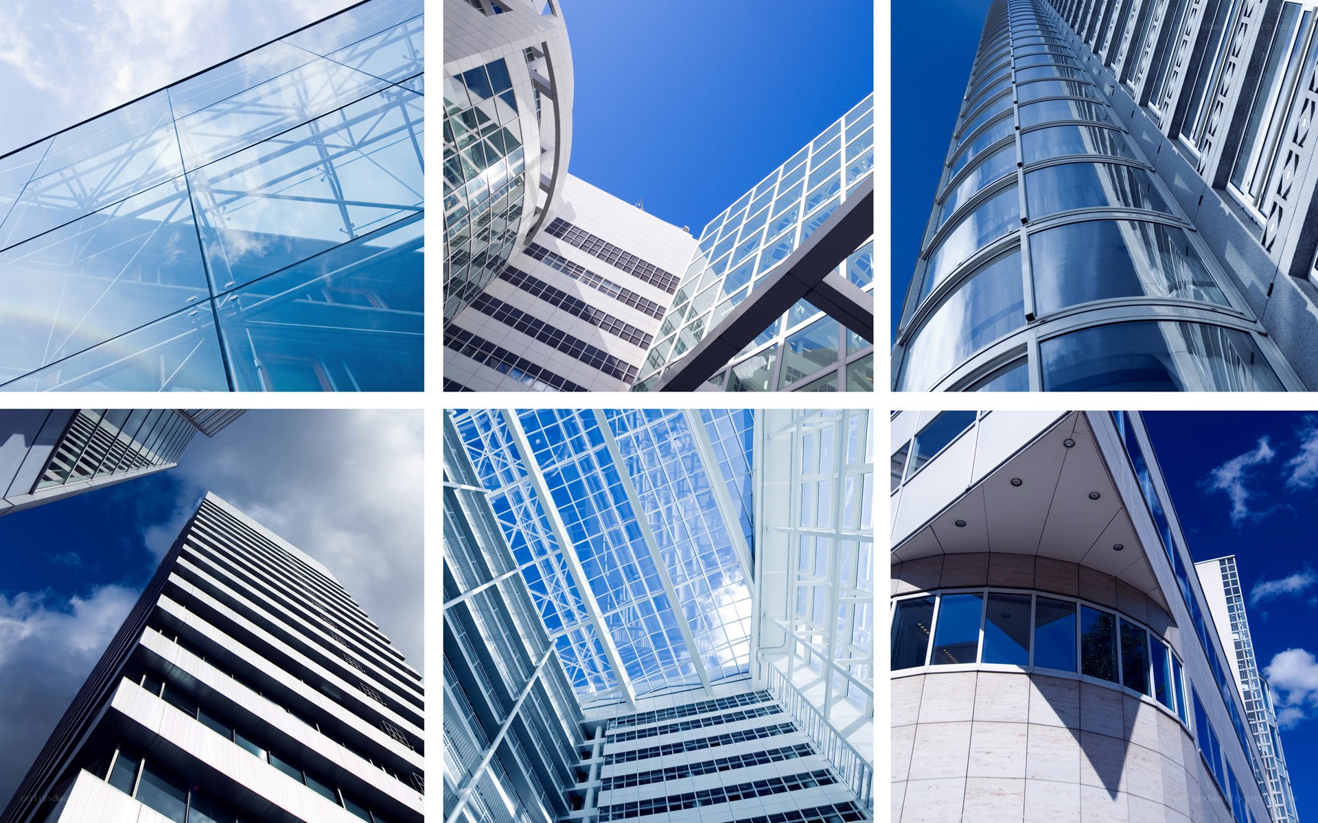 modern glass buildings collage
