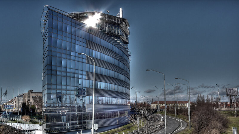 Modern glass office building