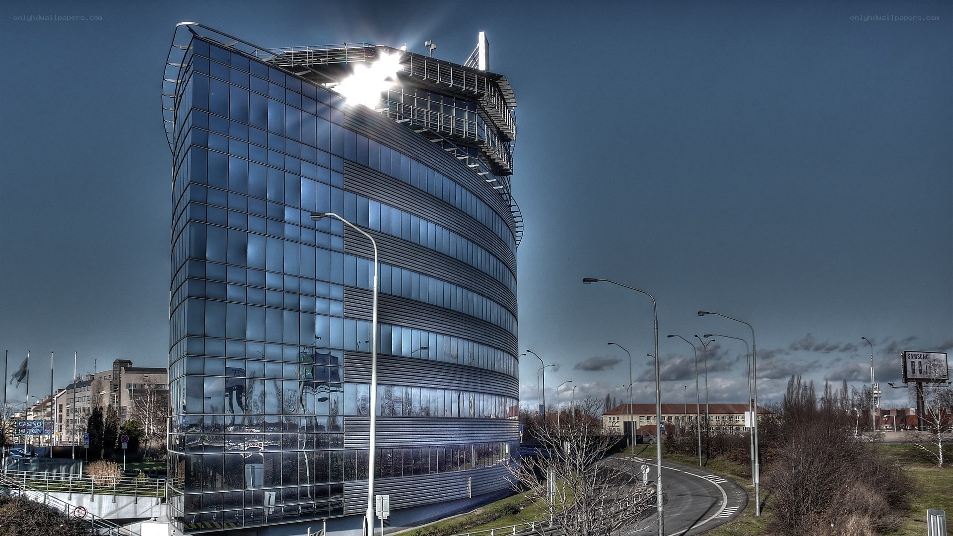 Modern glass office building