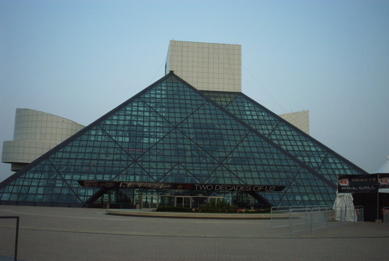 modern glass pyramid building