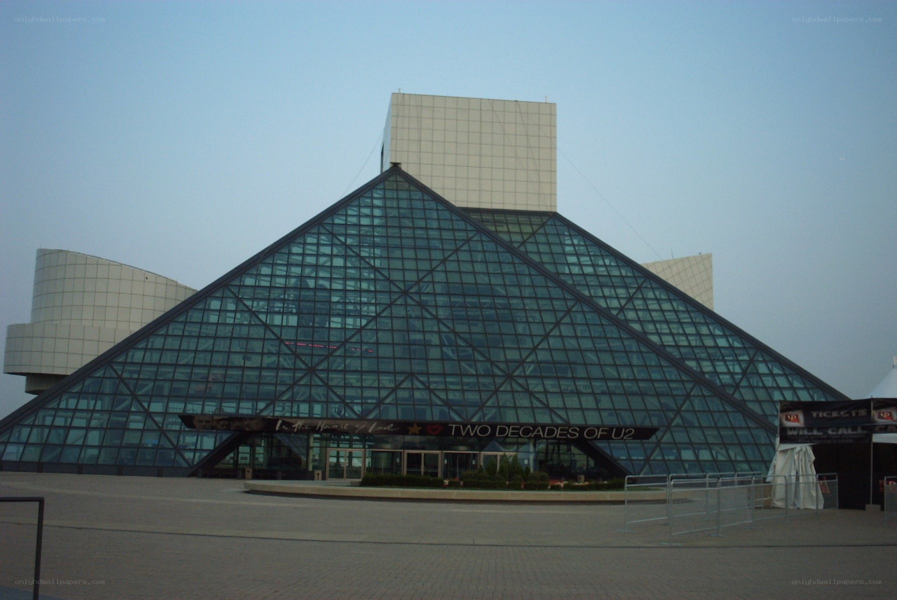 modern glass pyramid building