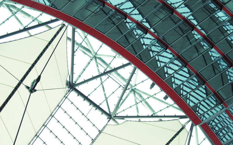 Modern Glass Roof Structure — Gray