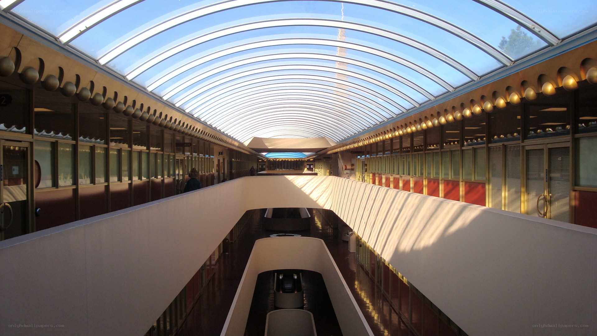 modern glass-roofed walkway