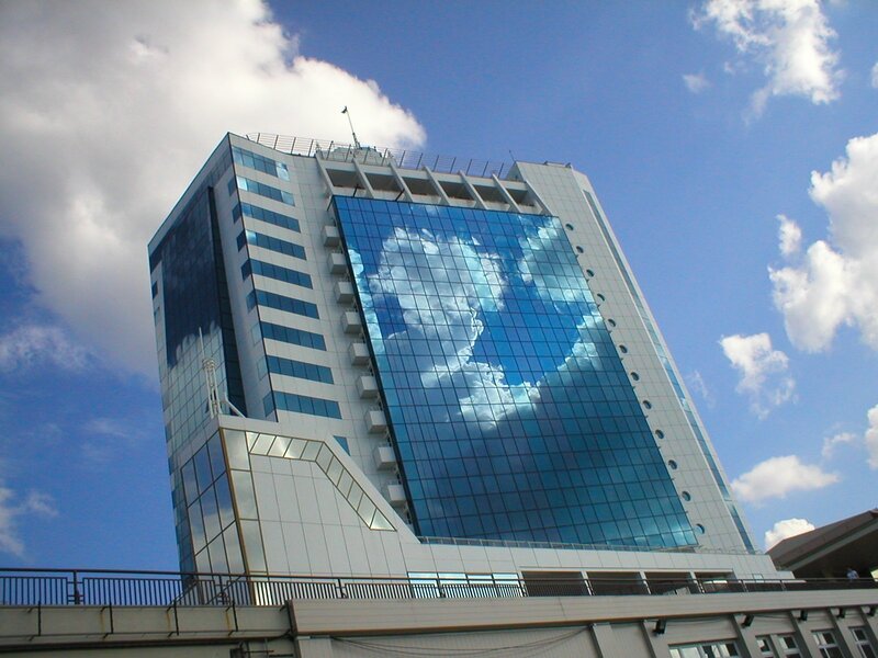 modern glass skyscraper