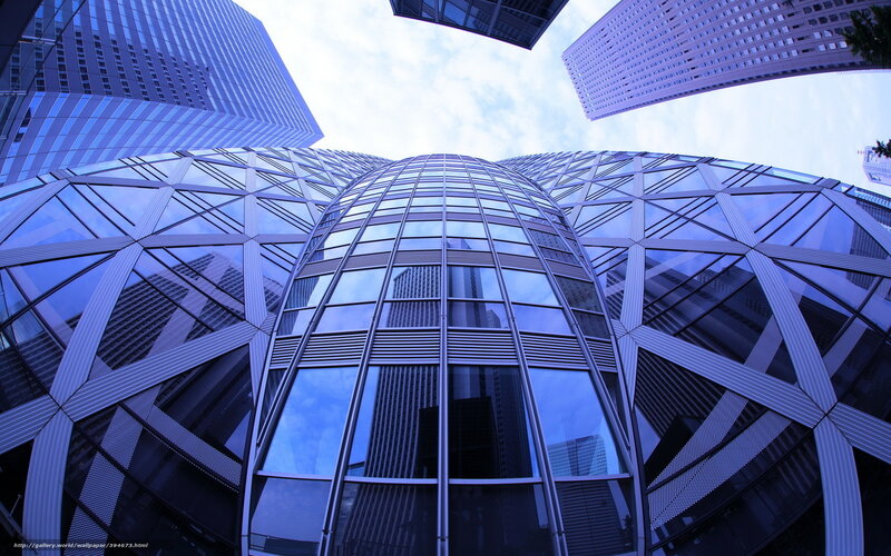 Modern Glass Skyscraper — Blue, Dramatic, Afternoon, Photograph