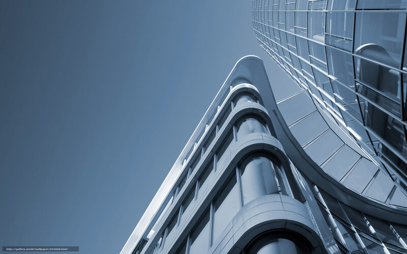 Modern Glass Skyscraper — Blue, Dramatic, Afternoon