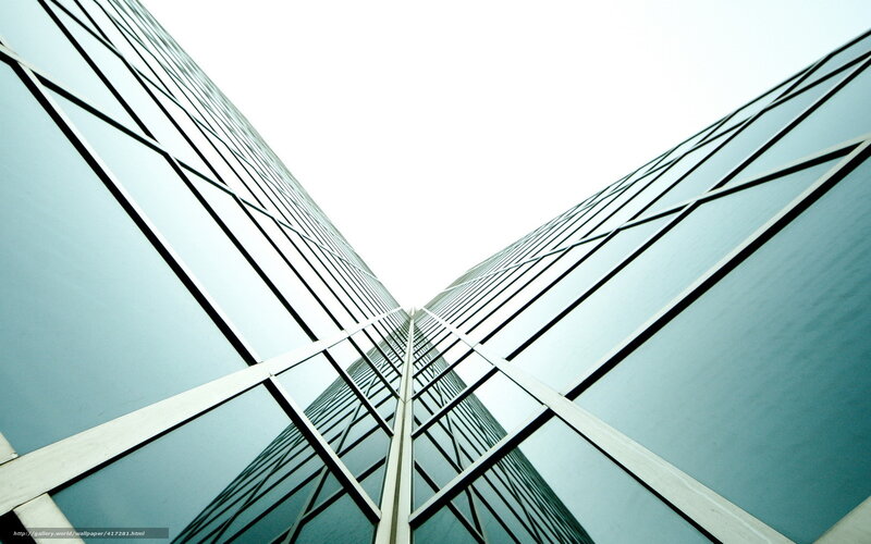 Modern Glass Skyscraper — Blue, Dramatic, Photograph
